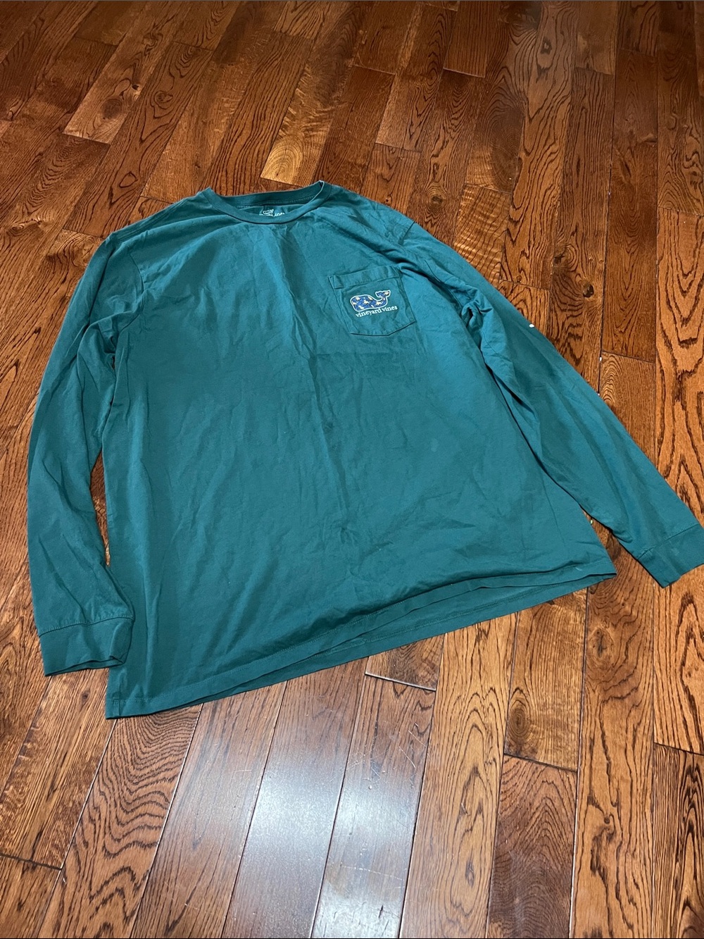 Vineyard Vines Teal Long-Sleeve Pocket Tee